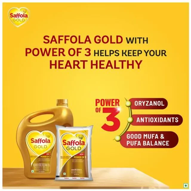 Saffola Refined Cooking oil - Blended Rice Bran & Sunflower oil - Helps Keeps Heart Healthy, 5 L Jar-8.webp